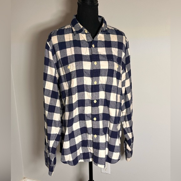 J. Crew Other - J.Crew Flannel Buffalo Check Button Down Shirt Navy White Men’s Large